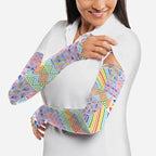 Aotearoa Kowhaiwhai Taniko Patchwork Rainbow Motifs Arm Sleeves