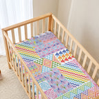 Aotearoa Kowhaiwhai Taniko Patchwork Rainbow Motifs Baby Bed Cover