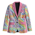 Aotearoa Kowhaiwhai Taniko Patchwork Rainbow Motifs Blazer