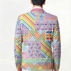 Aotearoa Kowhaiwhai Taniko Patchwork Rainbow Motifs Blazer