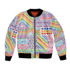 Aotearoa Kowhaiwhai Taniko Patchwork Rainbow Motifs Bomber Jacket