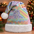 Aotearoa Kowhaiwhai Taniko Patchwork Rainbow Motifs Christmas Santa Hat LT9