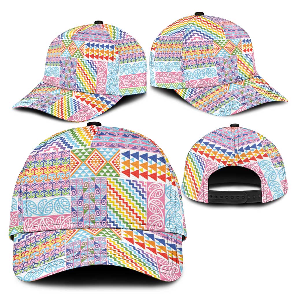 Aotearoa Kowhaiwhai Taniko Patchwork Rainbow Motifs Classic Cap