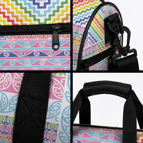 Aotearoa Kowhaiwhai Taniko Patchwork Rainbow Motifs Duffle Bag