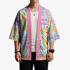 Aotearoa Kowhaiwhai Taniko Patchwork Rainbow Motifs Kimono