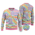 Aotearoa Kowhaiwhai Taniko Patchwork Rainbow Motifs Ugly Christmas Sweater