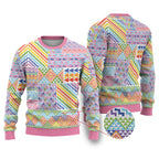 Aotearoa Kowhaiwhai Taniko Patchwork Rainbow Motifs Ugly Christmas Sweater