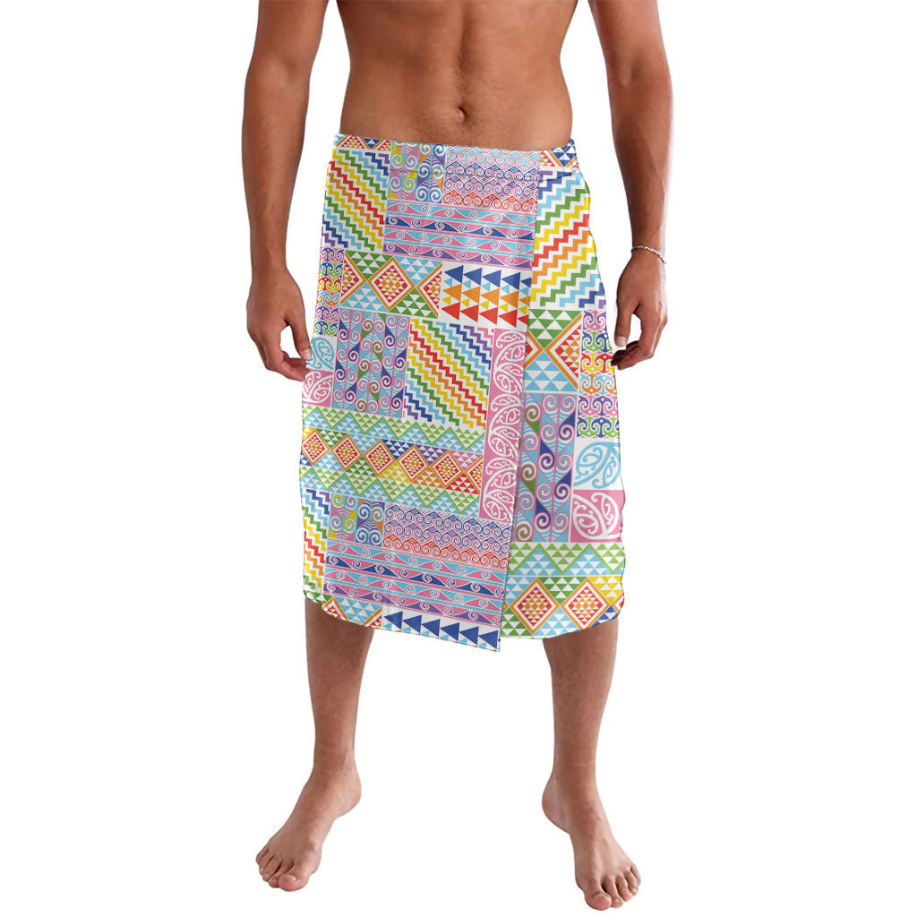 Aotearoa Kowhaiwhai Taniko Patchwork Rainbow Motifs Lavalava