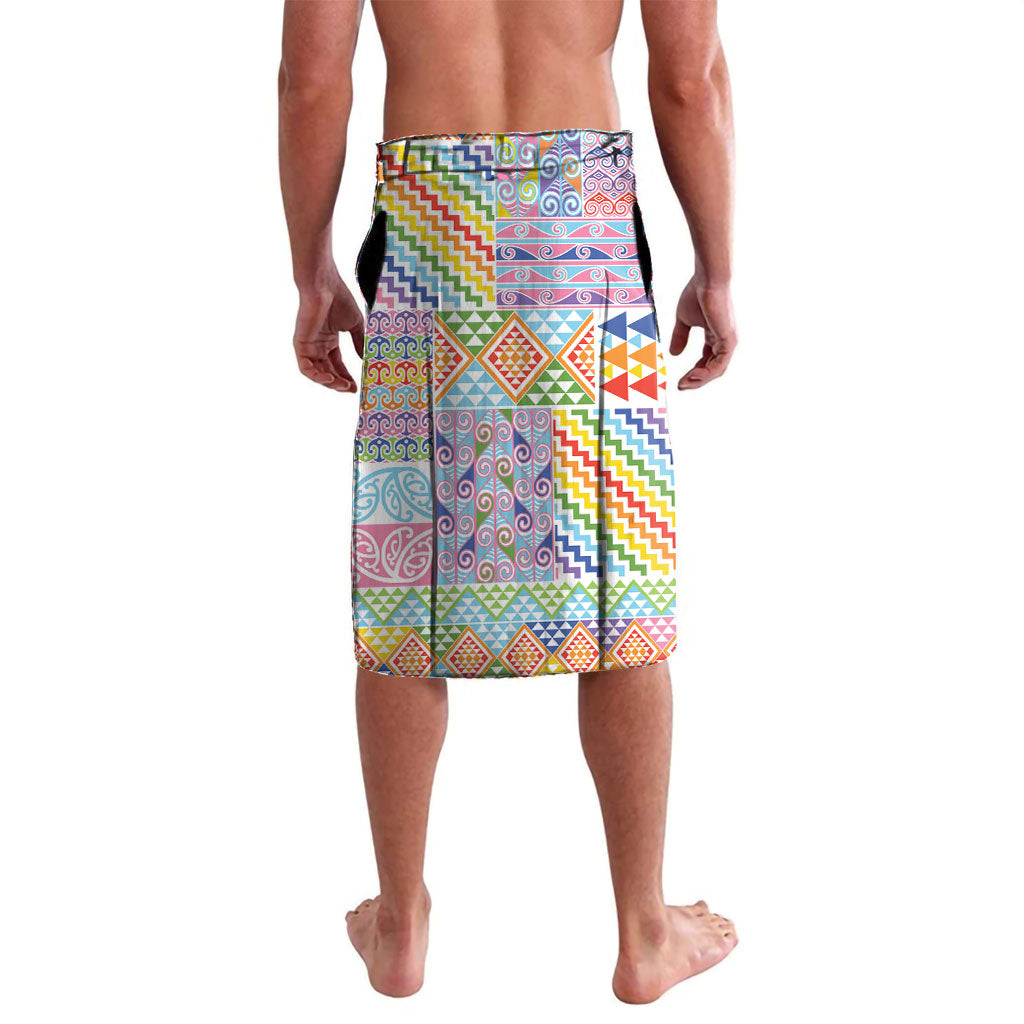 Aotearoa Kowhaiwhai Taniko Patchwork Rainbow Motifs Lavalava
