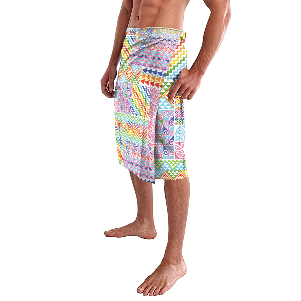 Aotearoa Kowhaiwhai Taniko Patchwork Rainbow Motifs Lavalava