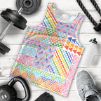 Aotearoa Kowhaiwhai Taniko Patchwork Rainbow Motifs Men Tank Top