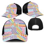 Aotearoa Kowhaiwhai Taniko Patchwork Rainbow Motifs Mesh Trucker Cap