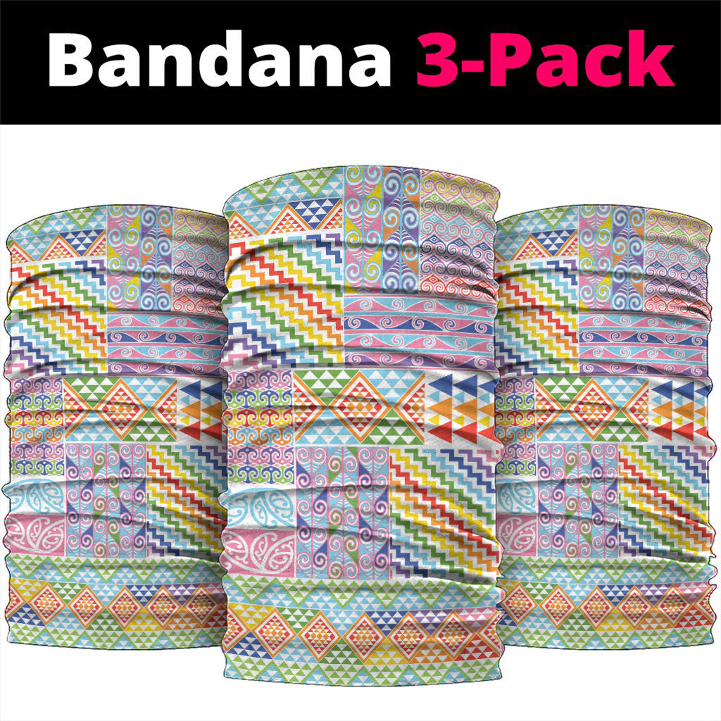 Aotearoa Kowhaiwhai Taniko Patchwork Rainbow Motifs Neck Gaiter