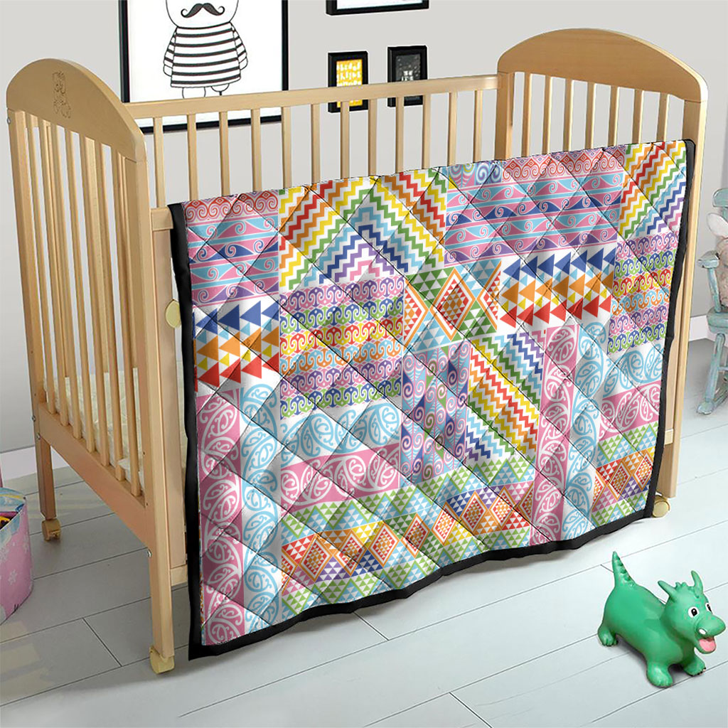 Aotearoa Kowhaiwhai Taniko Patchwork Rainbow Motifs Quilt