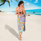 Aotearoa Kowhaiwhai Taniko Patchwork Rainbow Motifs Sarong