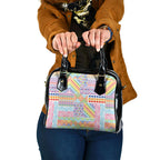 Aotearoa Kowhaiwhai Taniko Patchwork Rainbow Motifs Shoulder Handbag