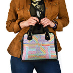 Aotearoa Kowhaiwhai Taniko Patchwork Rainbow Motifs Shoulder Handbag