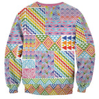 Aotearoa Kowhaiwhai Taniko Patchwork Rainbow Motifs Sweatshirt