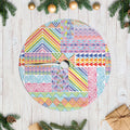 Aotearoa Kowhaiwhai Taniko Patchwork Rainbow Motifs Tree Skirt