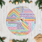 Aotearoa Kowhaiwhai Taniko Patchwork Rainbow Motifs Tree Skirt