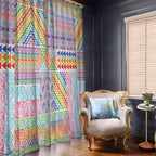 Aotearoa Kowhaiwhai Taniko Patchwork Rainbow Motifs Window Curtain