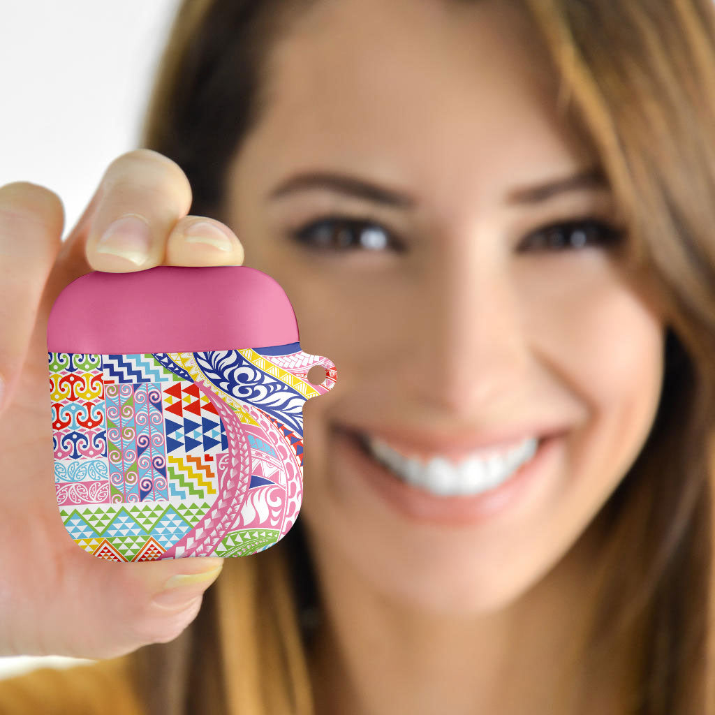 Maori Kowhaiwhai Taniko Patchwork Rainbow Motifs AirPods Case