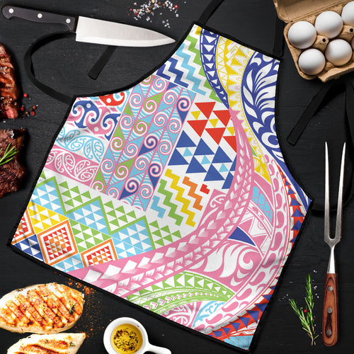 Maori Kowhaiwhai Taniko Patchwork Rainbow Motifs Apron