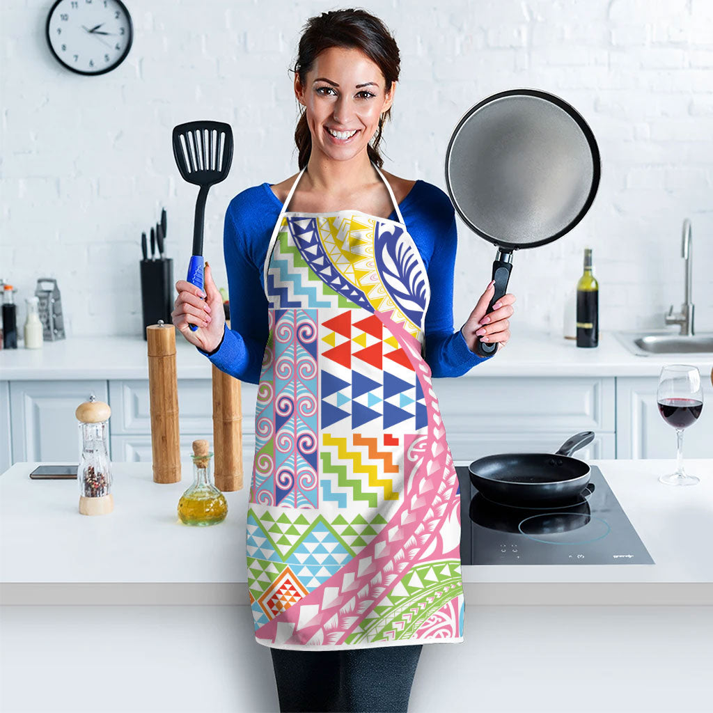 Maori Kowhaiwhai Taniko Patchwork Rainbow Motifs Apron
