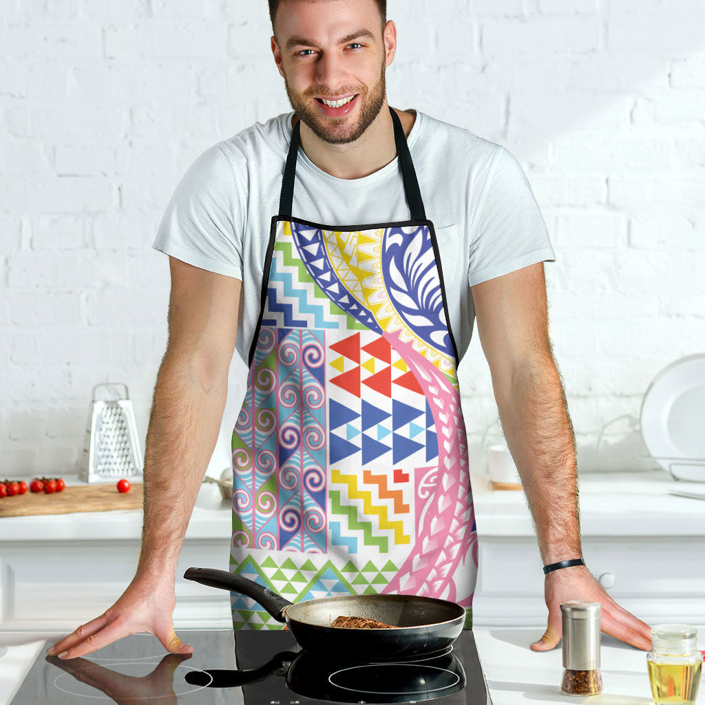 Maori Kowhaiwhai Taniko Patchwork Rainbow Motifs Apron