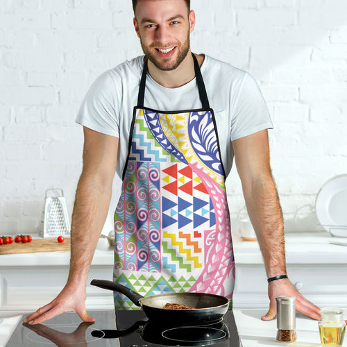Maori Kowhaiwhai Taniko Patchwork Rainbow Motifs Apron