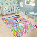 Maori Kowhaiwhai Taniko Patchwork Rainbow Motifs Area Rug