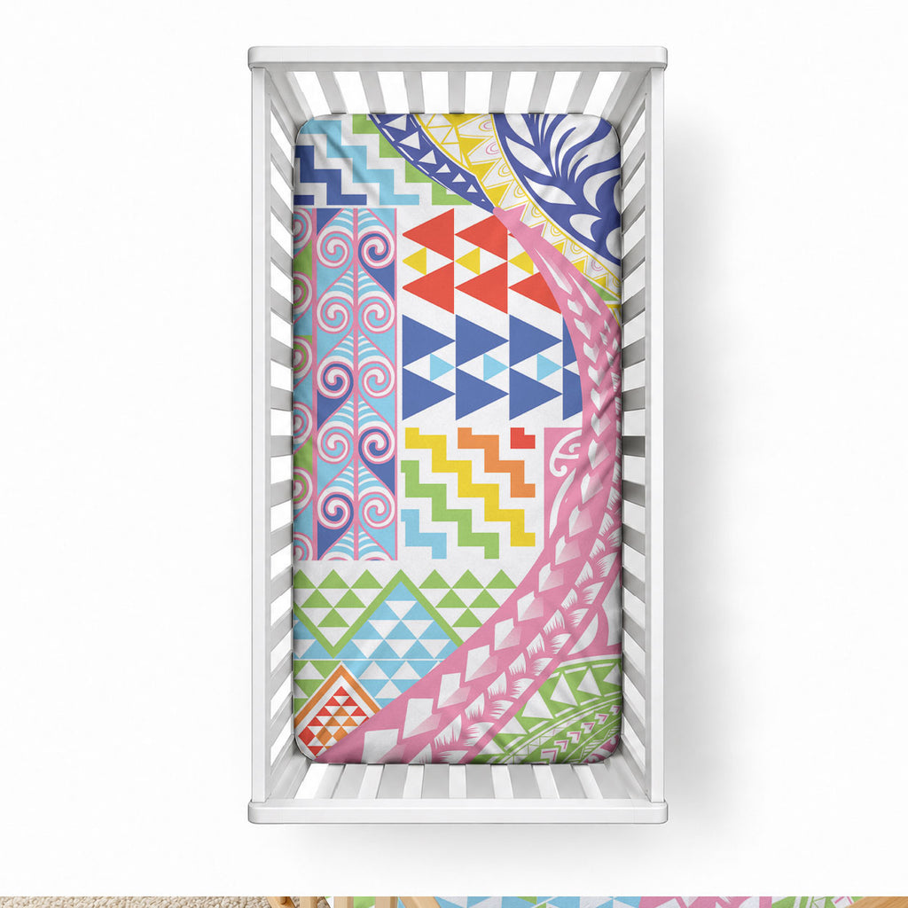 Maori Kowhaiwhai Taniko Patchwork Rainbow Motifs Baby Bed Cover