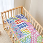 Maori Kowhaiwhai Taniko Patchwork Rainbow Motifs Baby Bed Cover