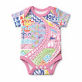 Maori Kowhaiwhai Taniko Patchwork Rainbow Motifs Baby Onesie