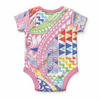 Maori Kowhaiwhai Taniko Patchwork Rainbow Motifs Baby Onesie