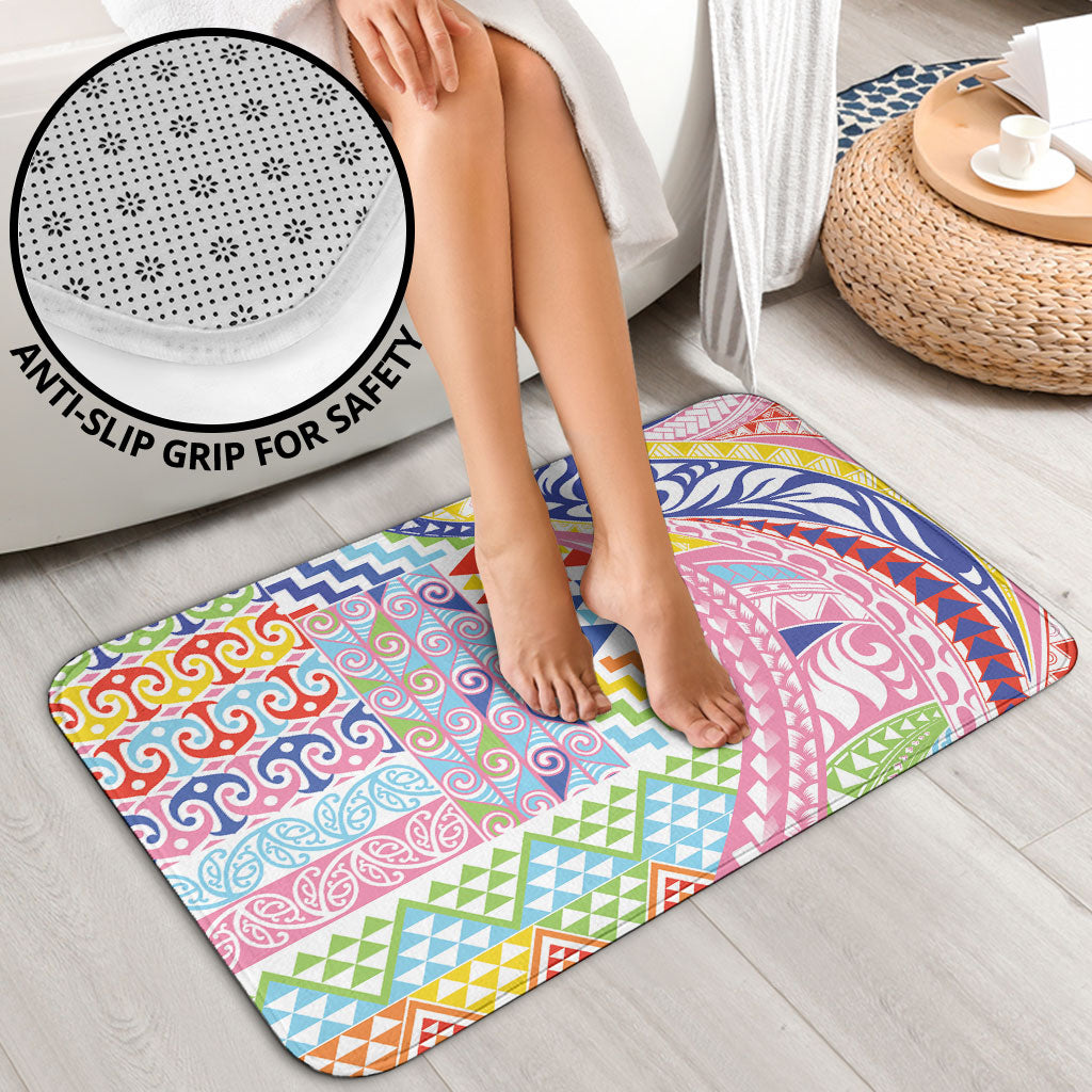 Maori Kowhaiwhai Taniko Patchwork Rainbow Motifs Bathroom Set