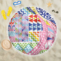 Maori Kowhaiwhai Taniko Patchwork Rainbow Motifs Beach Blanket