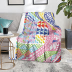 Maori Kowhaiwhai Taniko Patchwork Rainbow Motifs Blanket