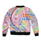 Maori Kowhaiwhai Taniko Patchwork Rainbow Motifs Bomber Jacket