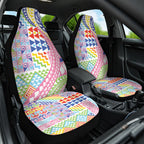 Maori Kowhaiwhai Taniko Patchwork Rainbow Motifs Car Seat Cover
