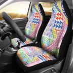 Maori Kowhaiwhai Taniko Patchwork Rainbow Motifs Car Seat Cover