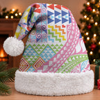 Maori Kowhaiwhai Taniko Patchwork Rainbow Motifs Christmas Santa Hat LT9