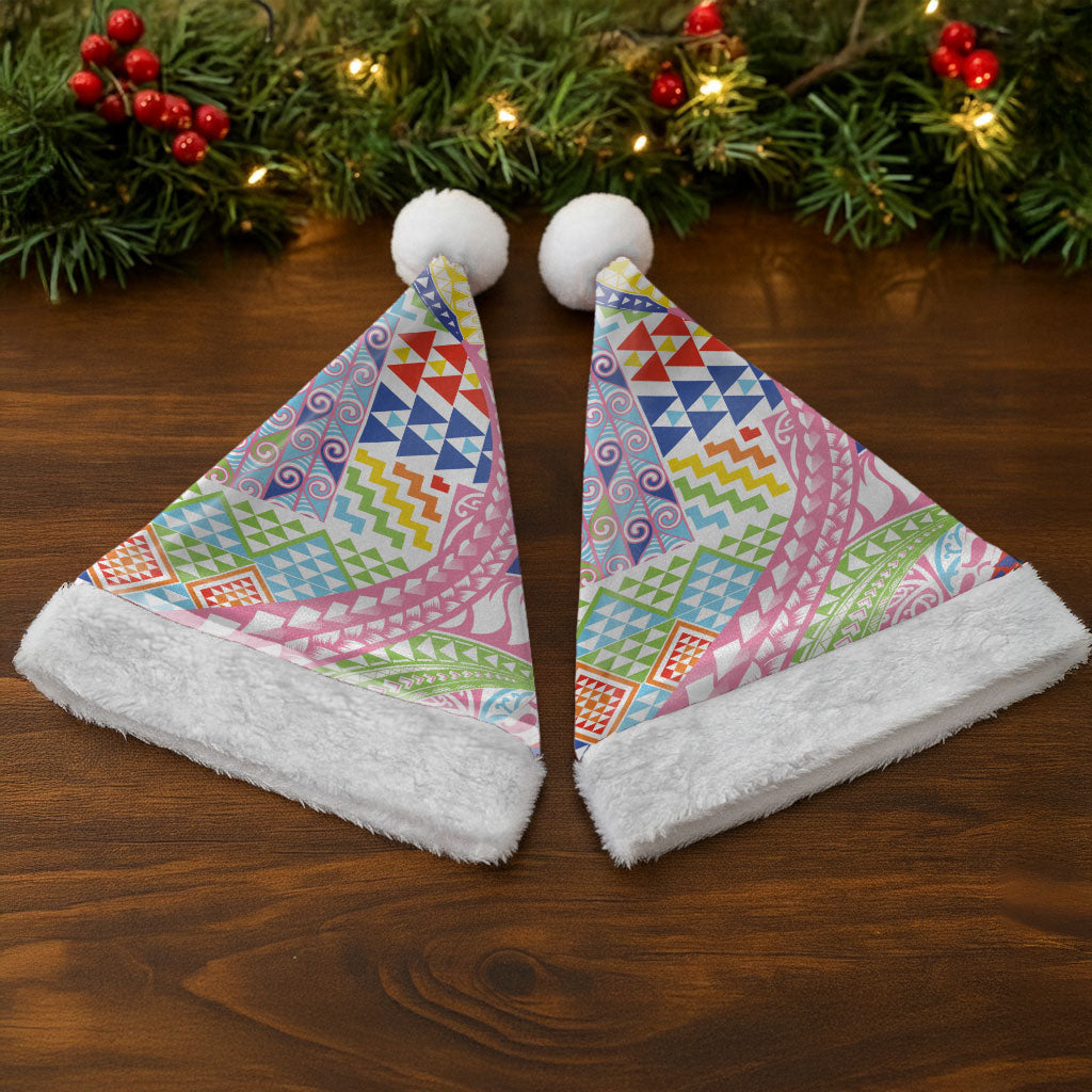 Maori Kowhaiwhai Taniko Patchwork Rainbow Motifs Christmas Santa Hat LT9