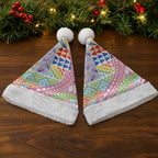 Maori Kowhaiwhai Taniko Patchwork Rainbow Motifs Christmas Santa Hat LT9