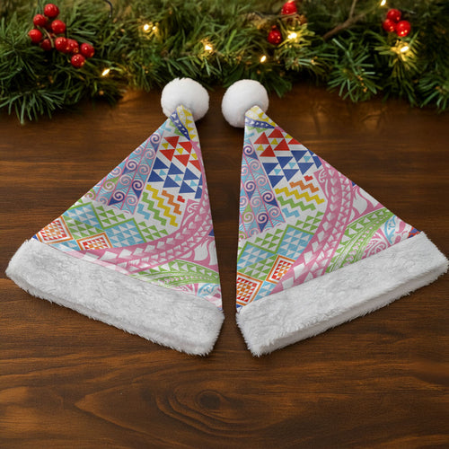 Maori Kowhaiwhai Taniko Patchwork Rainbow Motifs Christmas Santa Hat LT9
