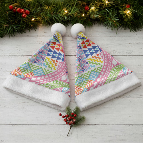Maori Kowhaiwhai Taniko Patchwork Rainbow Motifs Christmas Santa Hat LT9