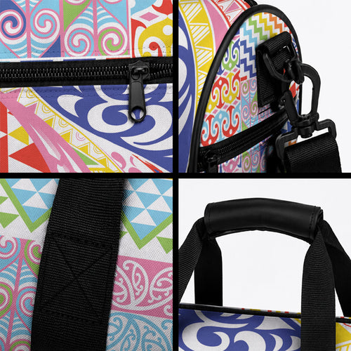 Maori Kowhaiwhai Taniko Patchwork Rainbow Motifs Duffle Bag