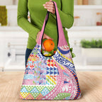 Maori Kowhaiwhai Taniko Patchwork Rainbow Motifs Grocery Bag