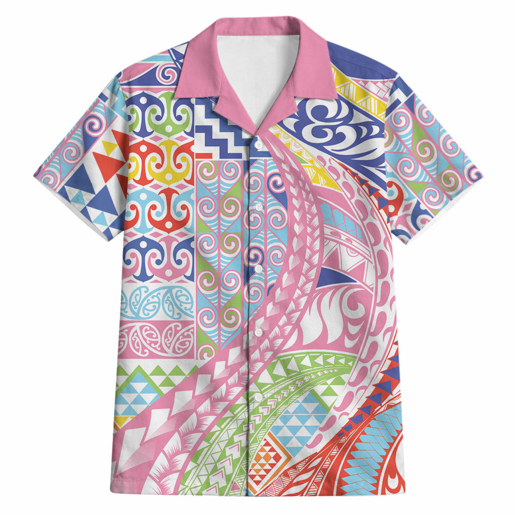Maori Kowhaiwhai Taniko Patchwork Rainbow Motifs Hawaiian Shirt
