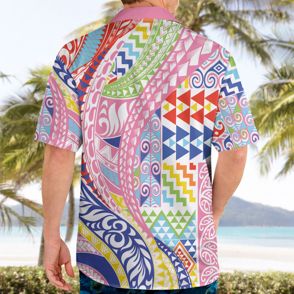 Maori Kowhaiwhai Taniko Patchwork Rainbow Motifs Hawaiian Shirt